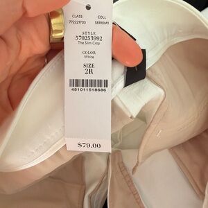 White House Black Market Slim Crop White Capris